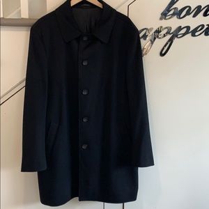 NWOT John W. Nordstrom Loro Piana Fabric 100% Black Wool Coat